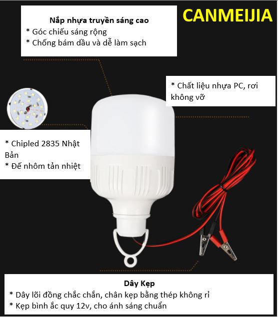 Bóng đèn led 12v đuôi xoáy E27, công suất 30w 40w 50w-  đèn led ắc quy 12v