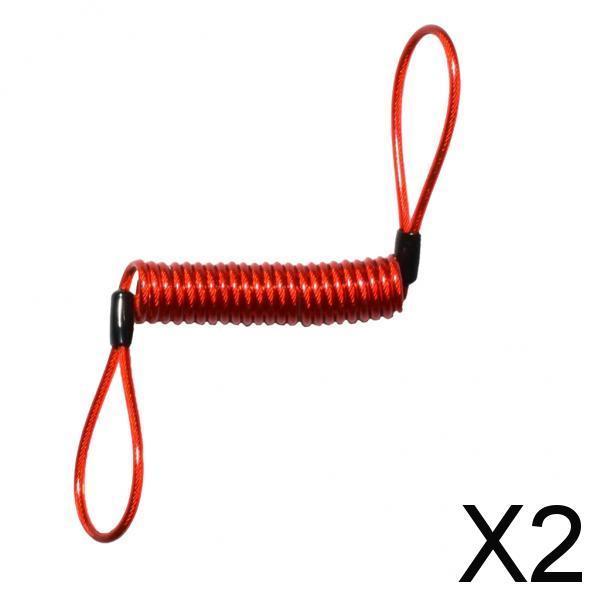 2x150cm Alarm Locking Disc Safety Spring Reminder Motorcycle Cable Red
