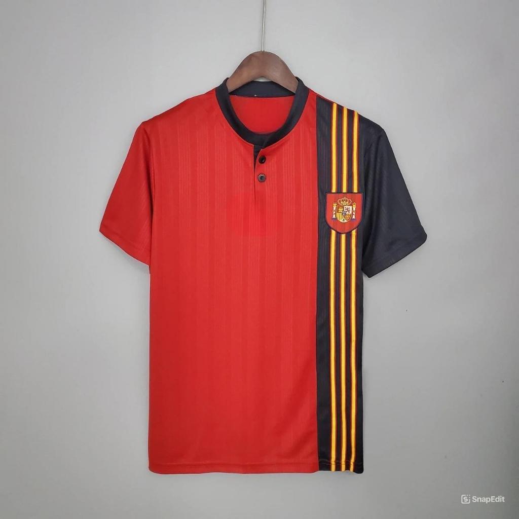 Áo Bóng Đá Retro Tuyển Tây Ban Nha 1996 - Sân Nhà bản cao cấp vải Cotton Polyester