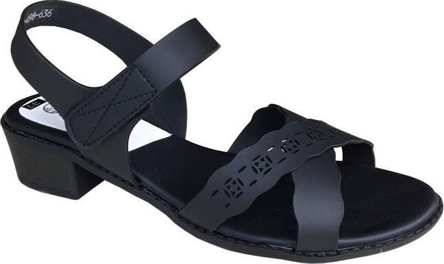 Giày sandal nữ Trường Hải gót vuông 4cm màu đen đế cao su mềm dẻo chống trơn thời trang cao cấp XDN235