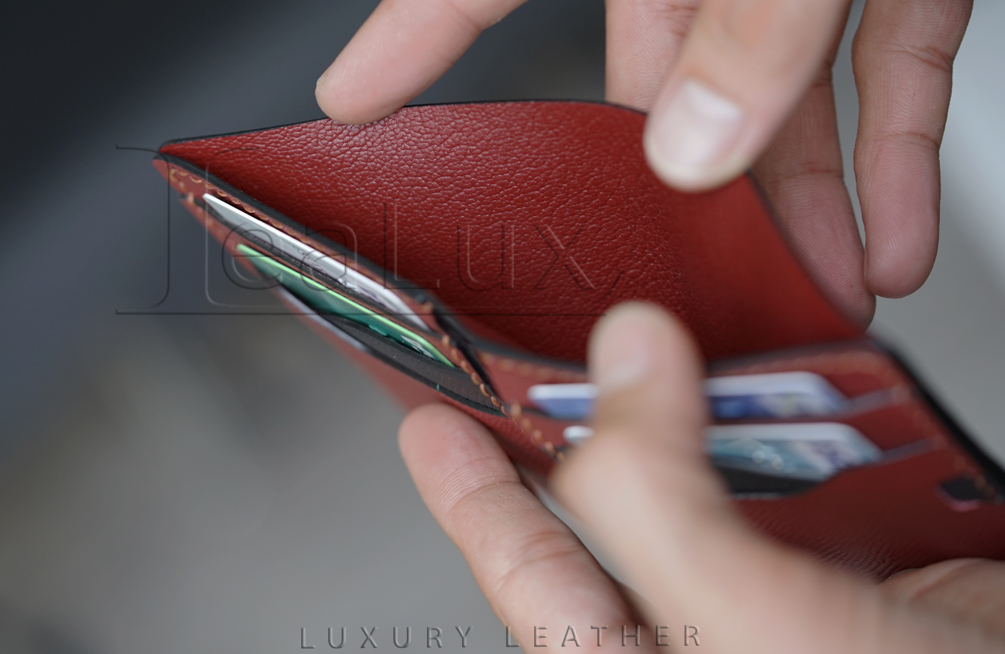 Ví Da Epsom Dáng Đứng Handmade Lealux Epsom Wallet 3