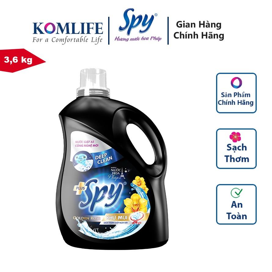 Can nước giặt 3,6 kg SPY màu Vàng - DEEP CLEAN PLUS khử mùi diệt khuẩn, sạch sâu, thơm lâu giúp làm mềm vải