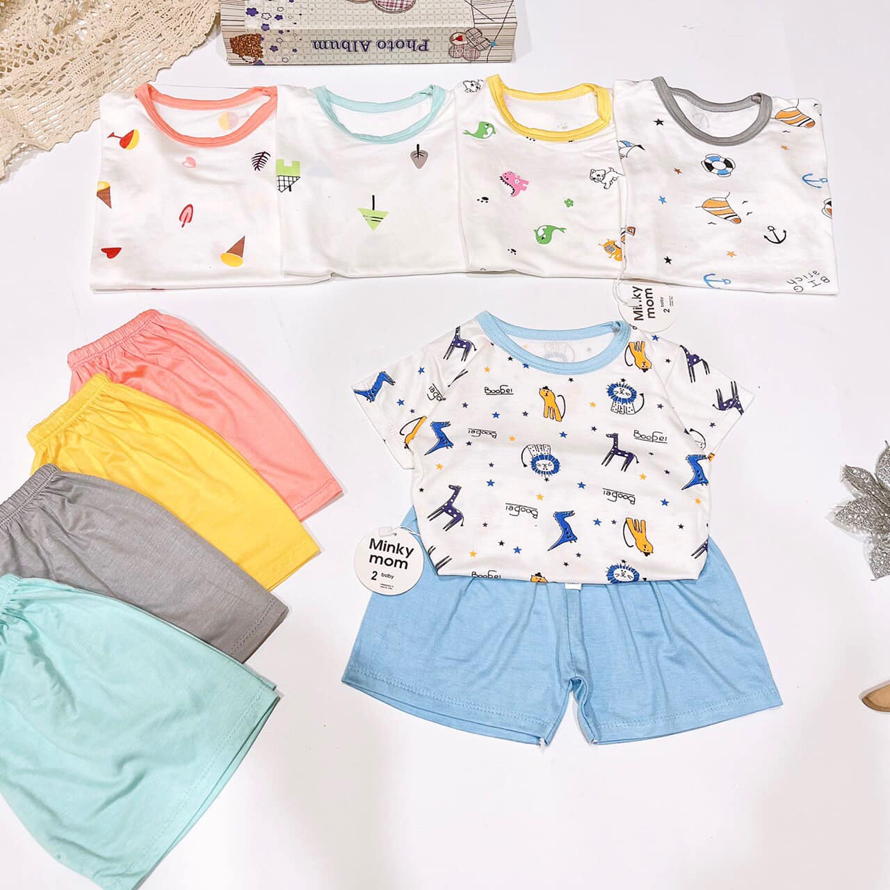 Set bộ thun lạnh Minky mom mẫu mới cho bé