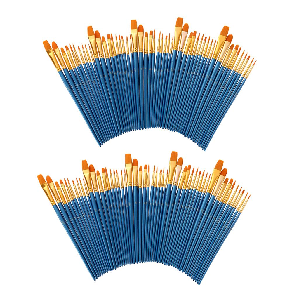 100 Miếng Gỗ Lông Nylon Tranh Bàn Chải cho Màu Nước Acrylic Tranh Sơn Dầu