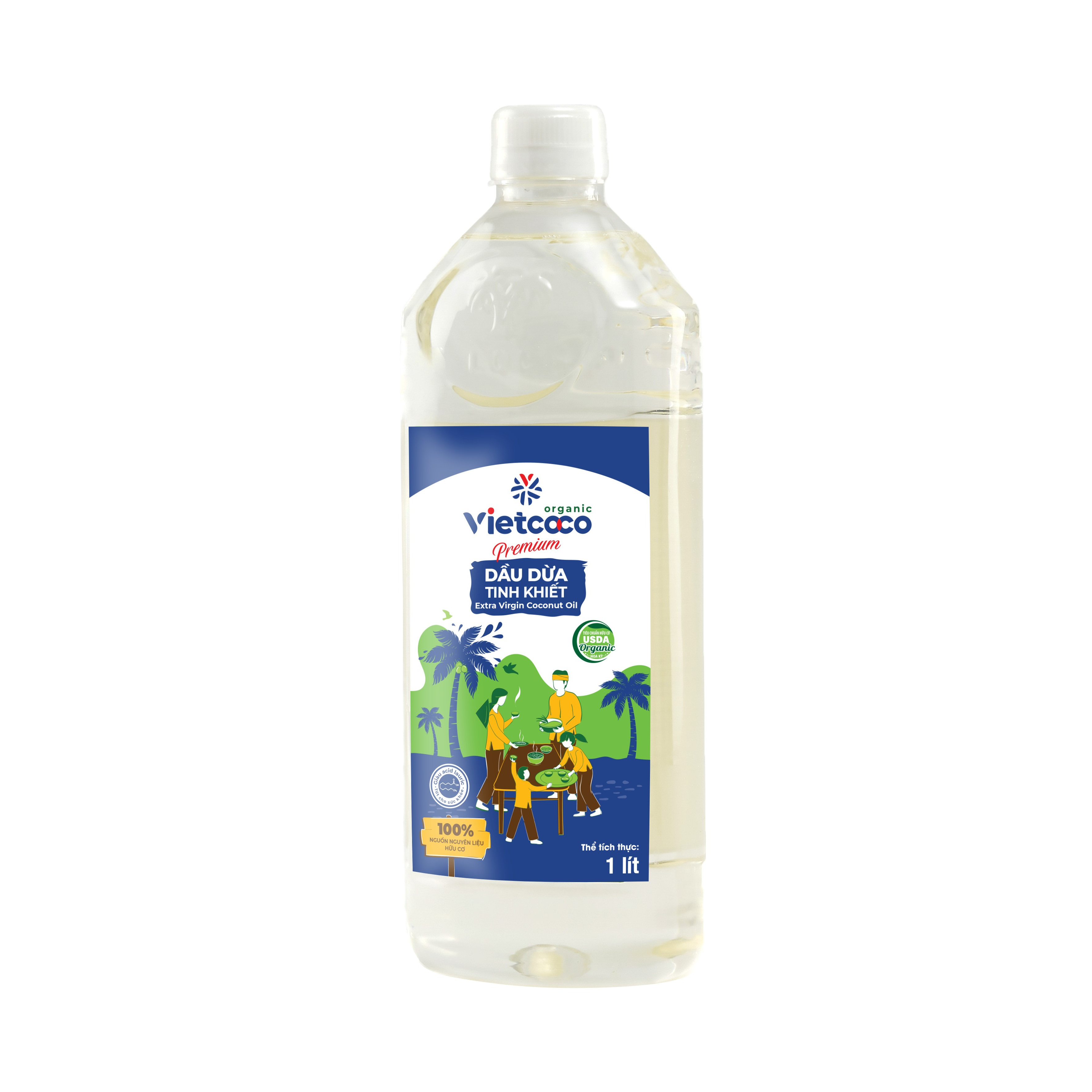 DẦU DỪA TINH KHIẾT ORGANIC VIETCOCO, PET 1 LIT