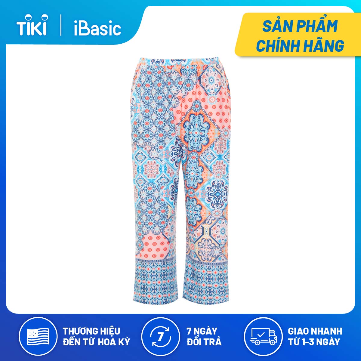 Bộ mặc nhà nữ tay ngắn lửng thun hoạ tiết iBasic HOMW034T và HOMW035B