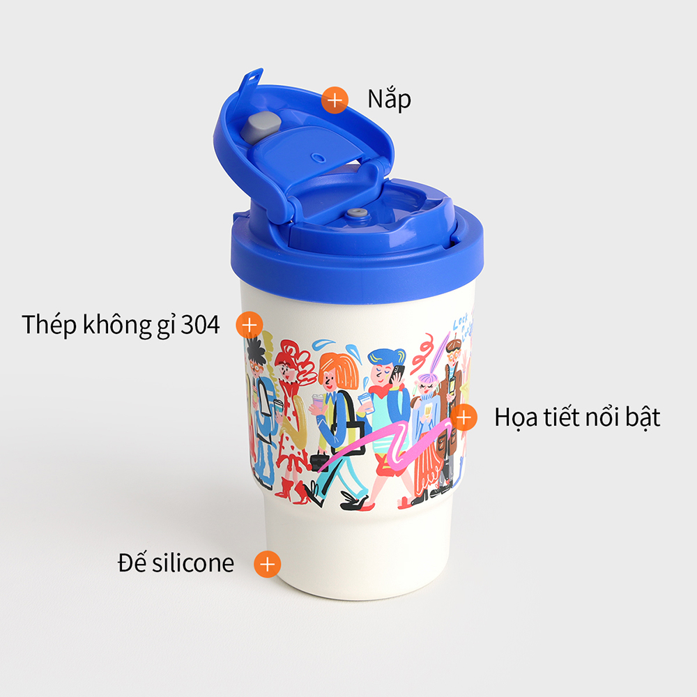 Ly giữ nhiệt LocknLock Vacuum Tumbler LHC3340BLU_TL 400ml, Hàng chính hãng, 3 nắp đậy, có ống hút - JoyMall