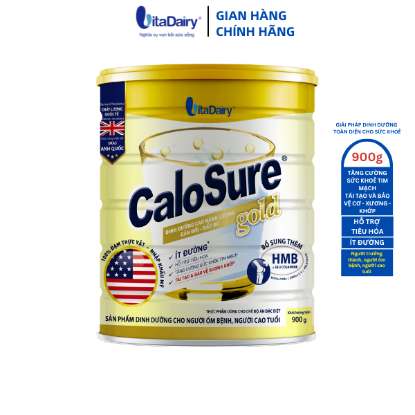 Sữa bột Calosure Gold ít đường 900g giúp tăng cường sức khỏe tim mạch, bảo vệ cơ xương khớp, ngủ ngon, tiêu hóa tốt - VitaDairy