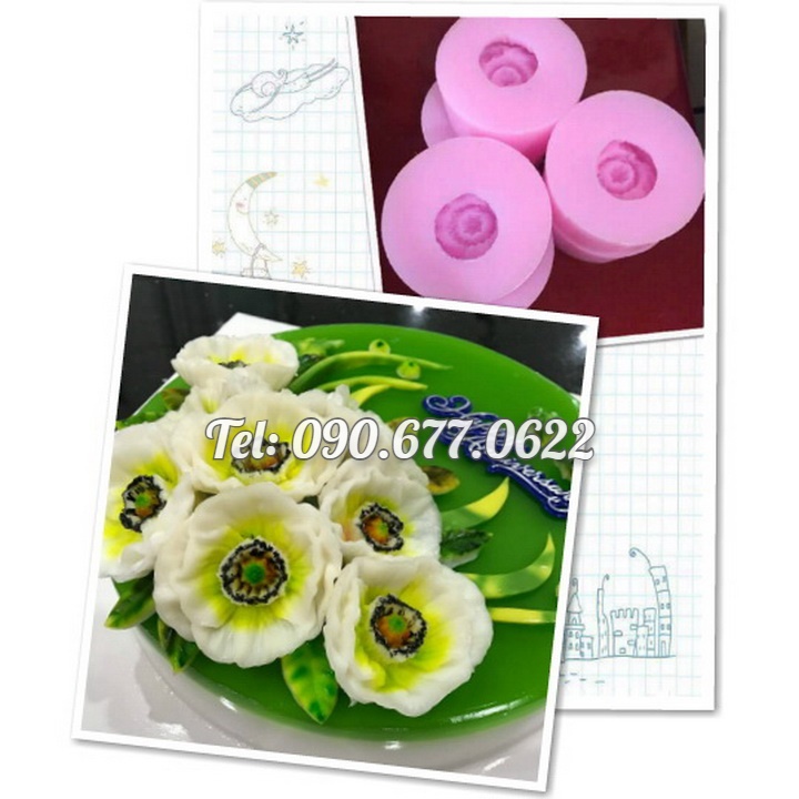 Khuôn rau câu silicone hoa Poppy loại 8 cm – Mã số 1692