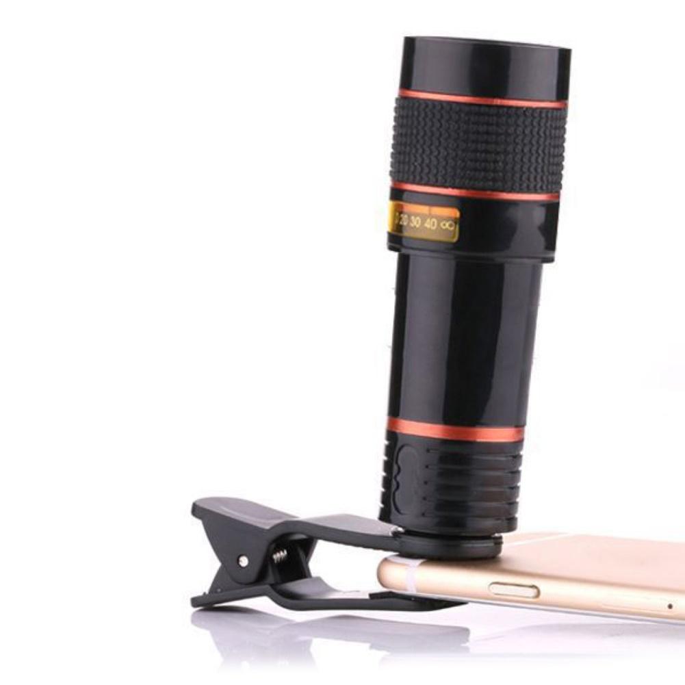 【ky】Universal 12X Zoom High Clarity Telescope Telephoto Mobile Phone Camera Lens with Clip