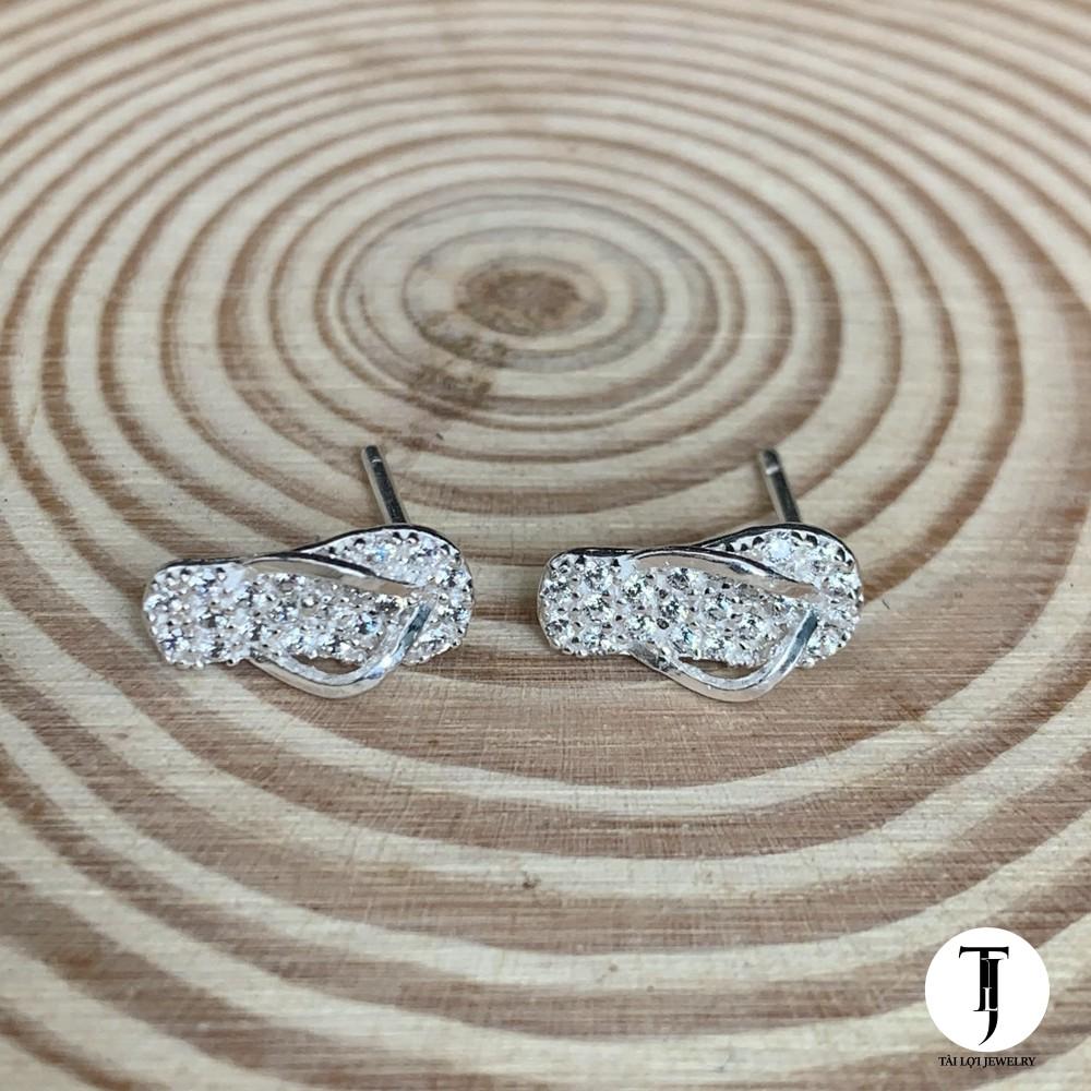 Khuyên tai bạc hình đôi dép đính full đá TLJ20655