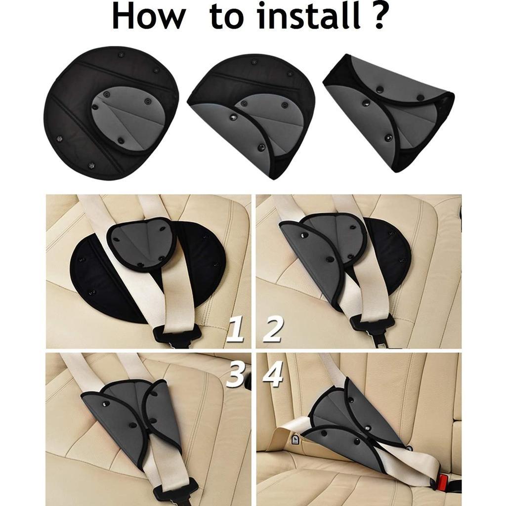 4X Kids Car Seatbelt Adjuster Universal Seat Belt Triangle Holder Gray