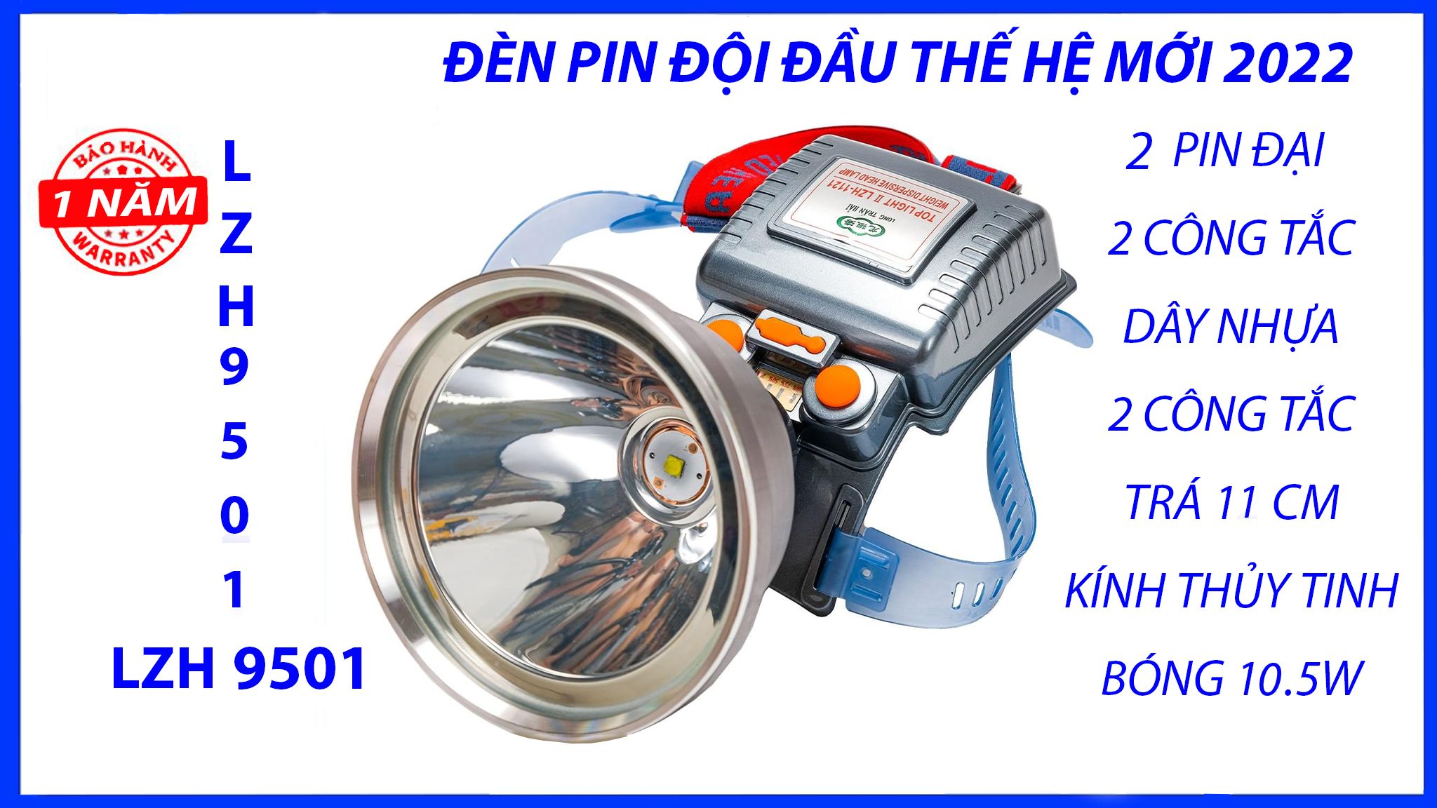 ĐÈN PIN ĐỘI ĐẦU NĐ 9110 - 4 PIN 18650 - KÈM THEO 2 LĂNG KÍNH MÀU - BAO ĐI SÁNG ĐEM - TRÁ 12CM - 2 CÔNG TẮC - 3 CHẾ ĐỘ SÁNG - CHỐNG NƯỚC IP65