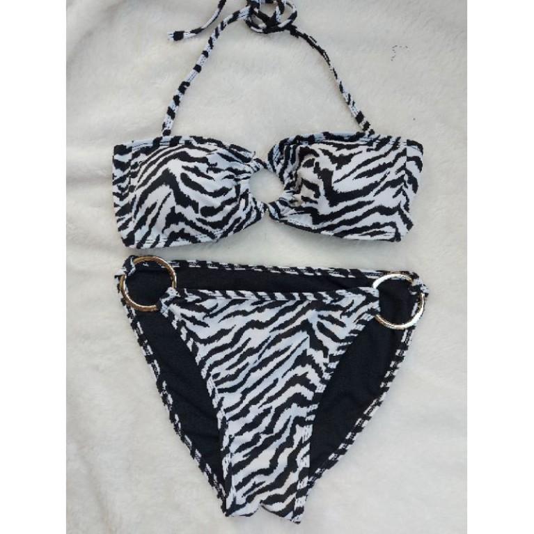 freeship Đồ bơi Bikini hai mảnh sexy vằn đen trắng siêu đẹp mặc đi biển đi bơi