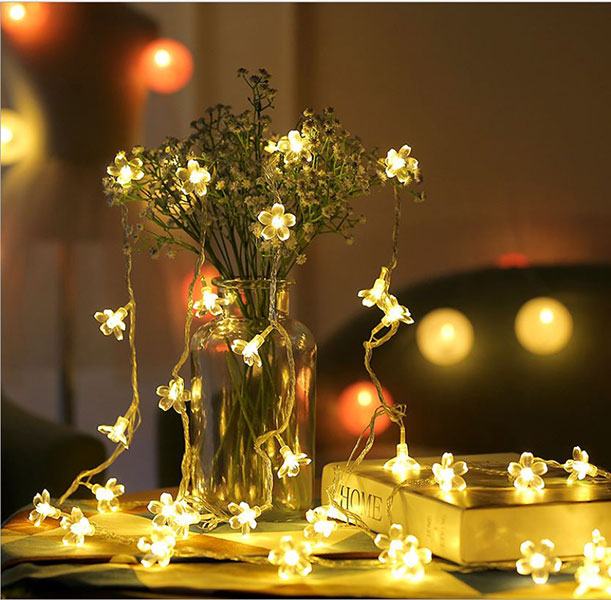Dây Đèn Led Hoa Mai Hoa Đào 8M-60 Bóng Trang Trí Lễ, Tết ,Party