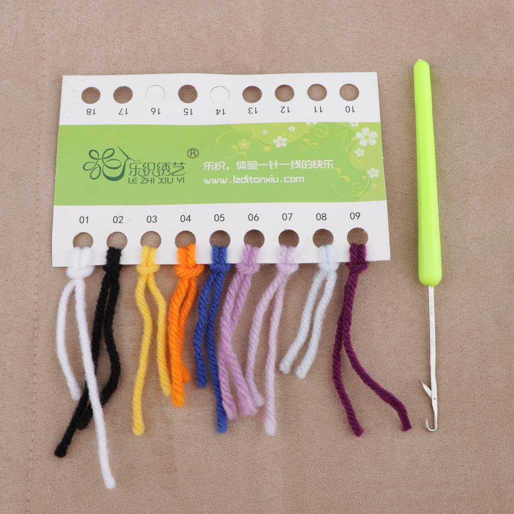 2 Set Flower Latch Hook Kit with Basic Tools Pillow Cover Embroidery Kit