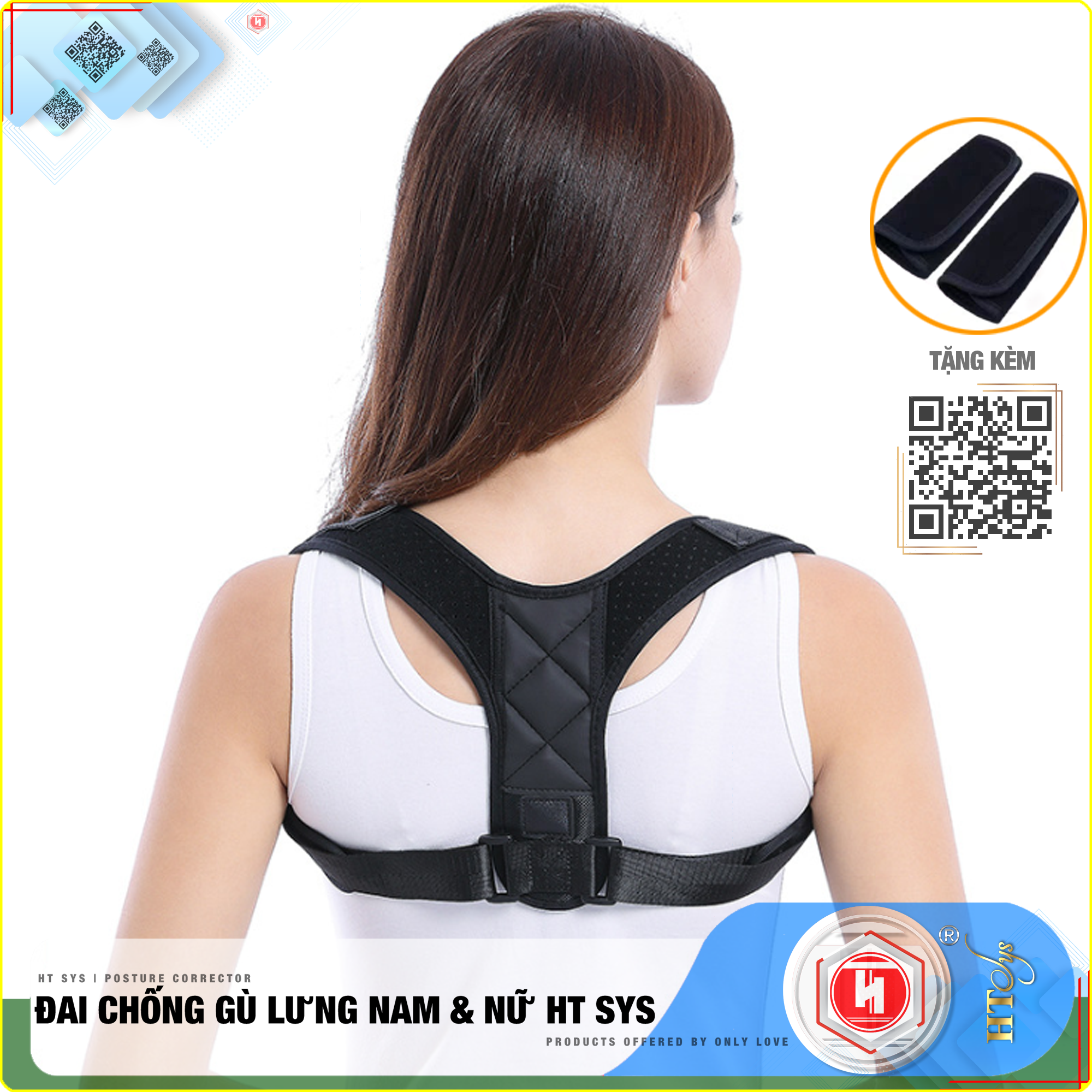 Đai  chống gù lưng nam nữ HT SYS Posture Corrector [tặng 2 miếng trợ lực]