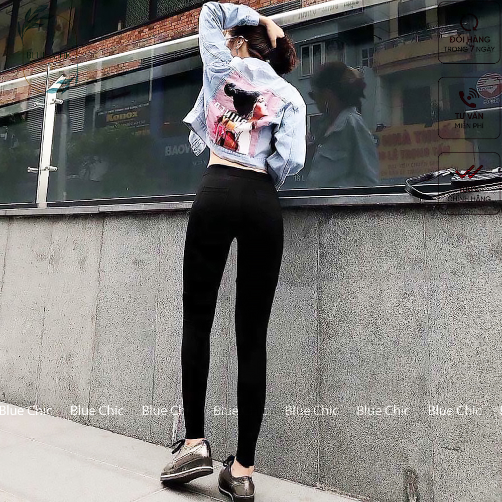 Quần legging nữ Blue Chic dài lưng cạp cao giữ nhiệt leggin thun ôm bó vải dày dặn bigsize