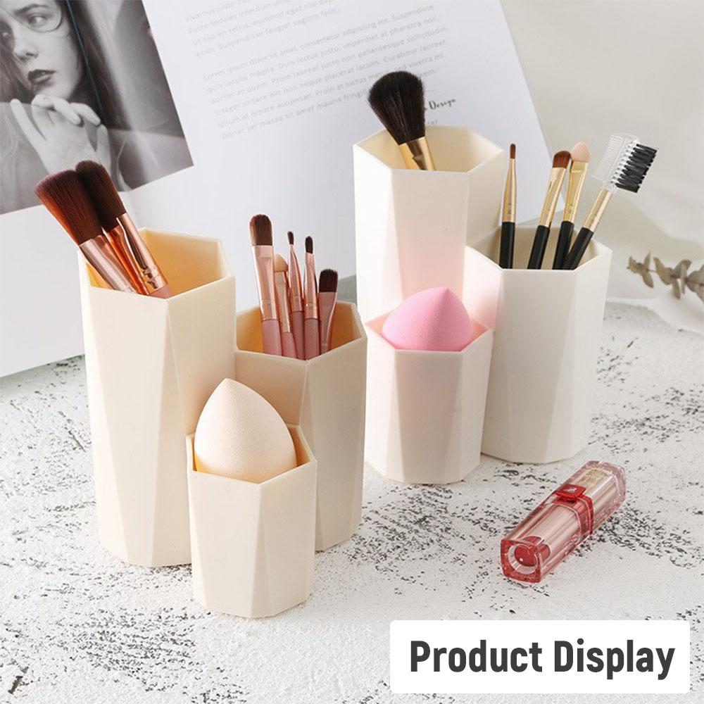 Set 3 Hộp Đựng Cọ Trang Diểm Bút Chì Hình Lục Giác Dính Liền