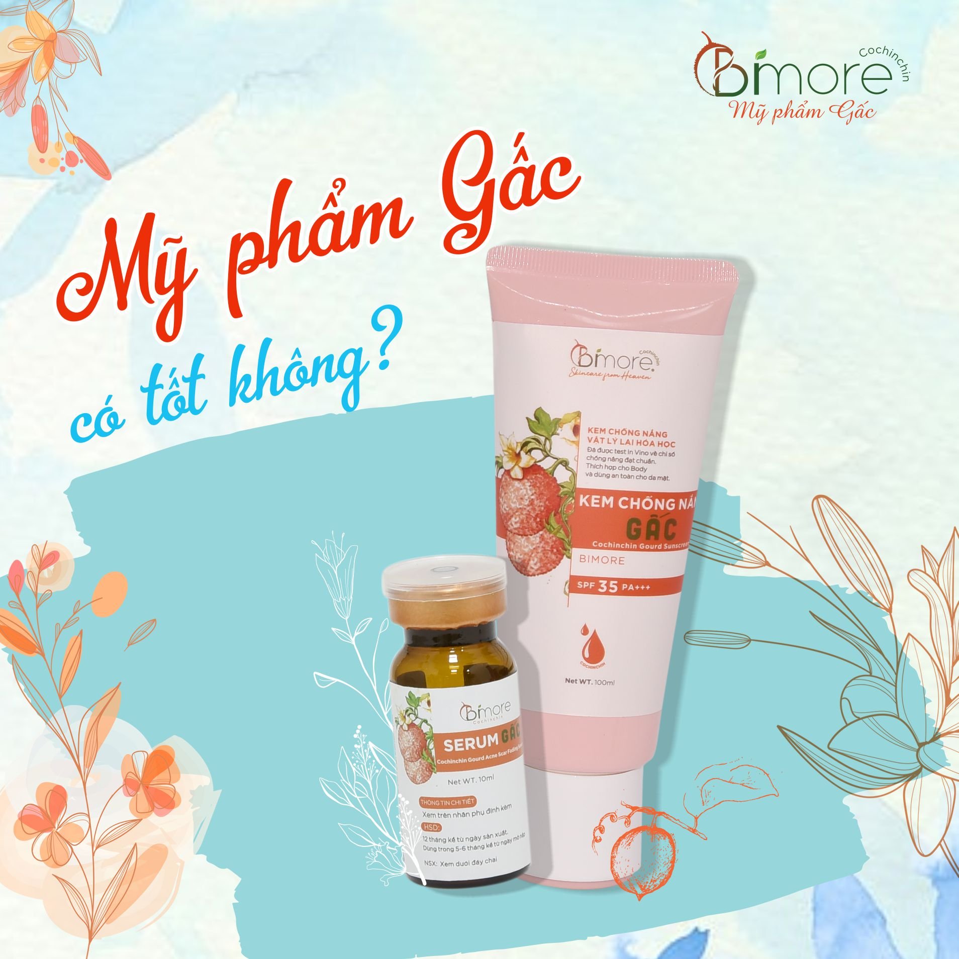 Kem Chống Nắng Gấc Bimore SPF 35, PA+++ 100ml