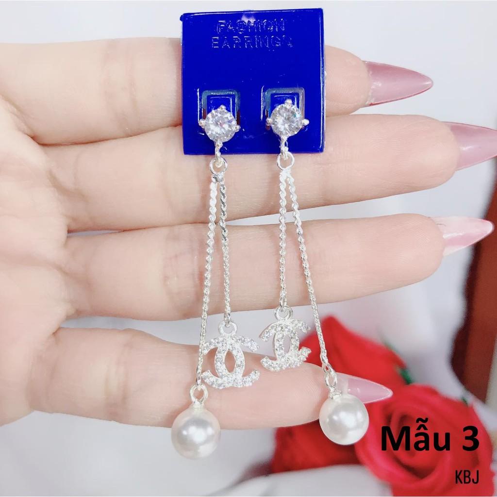 Bông tai bạc tua trai thả dài chất liệu bằng bạc s925 MS68e