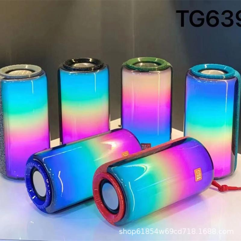 Phong cách mới nhất mới TG639 Loa Bluetooth không dây rung nửa màn hình, đèn nhiều màu sắc mát mẻ, thẻ di động ngoài trời TG638