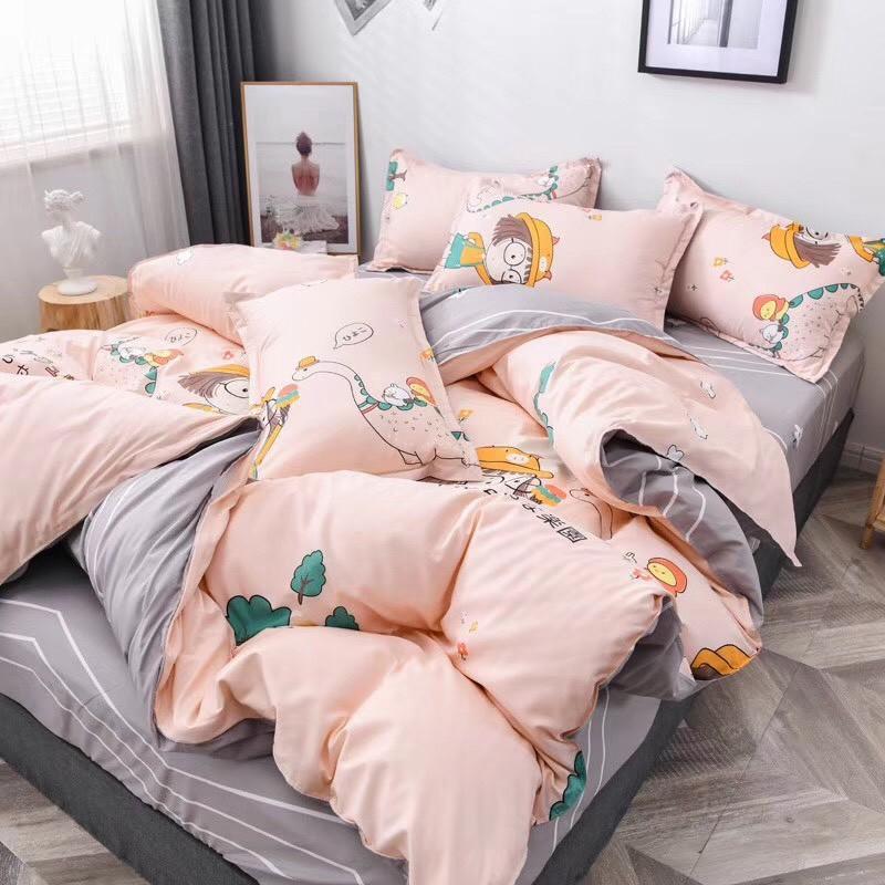 Bộ chăn ga Cotton Poly cô bé kính cận - mẫu mới phong cách Hàn Quốc