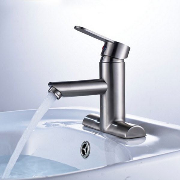 Vòi Lavabo nóng lạnh 2 chân tròn SUS304 + 2 dây cấp nước - ITALIA