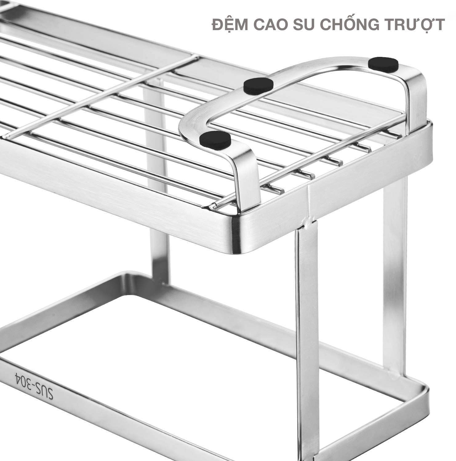 Kệ Để Đồ Rửa Chén Bát 2 Tầng KRC2 Inox 304 kèm Khay hứng nước - Đặt Bàn Hoặc Dán Tường Tiện Dụng