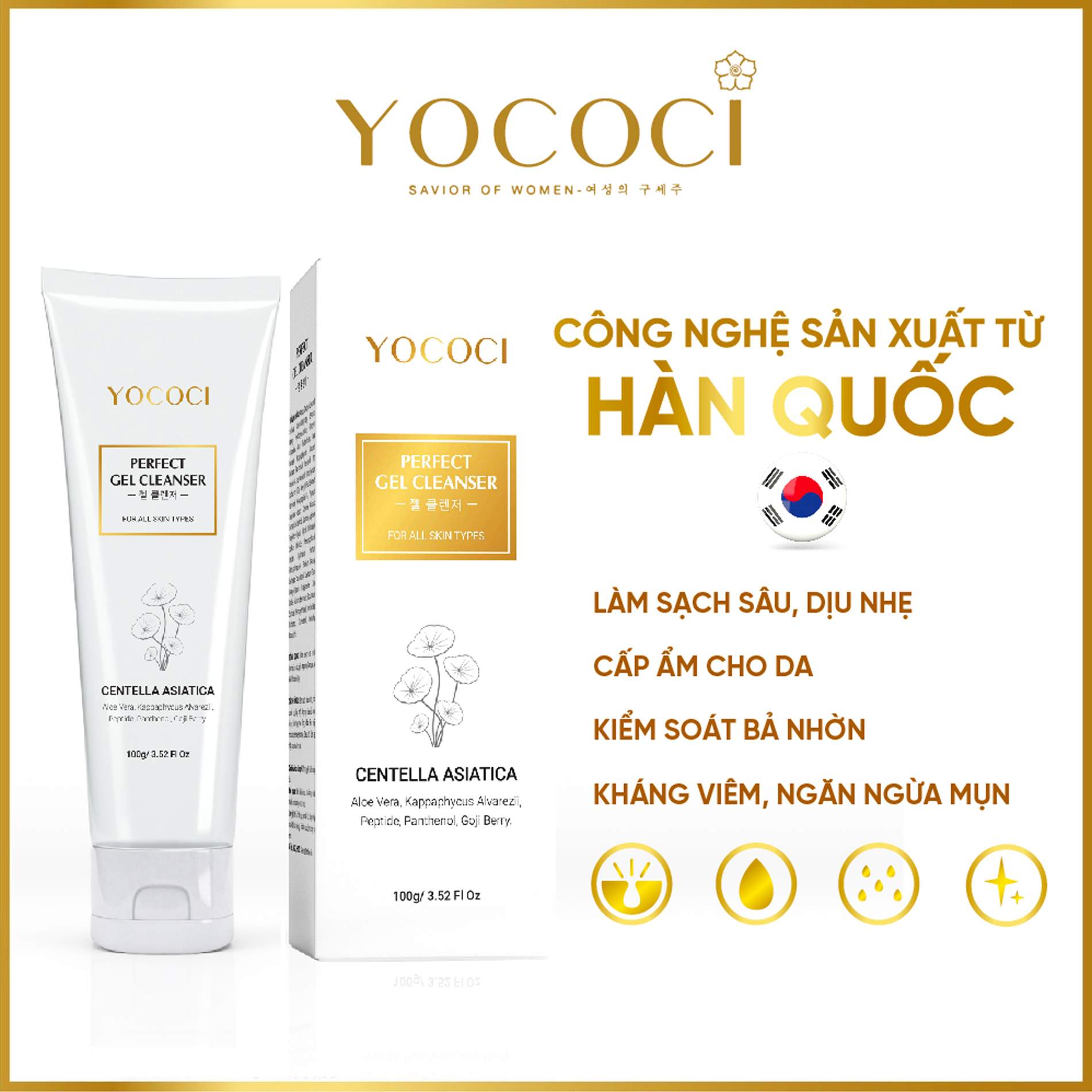 Bộ Đôi Làm Sạch Và Dưỡng Trắng Da Mặt YOCOCI Gồm 1 Gel Rửa Mặt 100g &amp; 1 Kem Face 20g