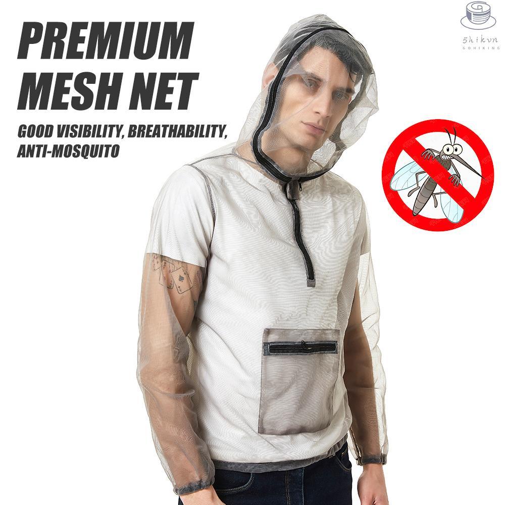 Áo khoác lưới có mũ trùm bảo vệ chống muỗi/côn trùng siêu nhẹ cho hoạt động ngoài trời
