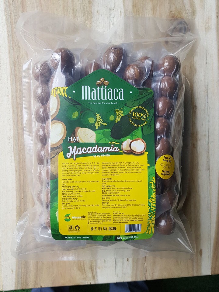 Hạt macca nứt vỏ Mattiaca Maccavip túi 1kg tách sẵn chọn lọc