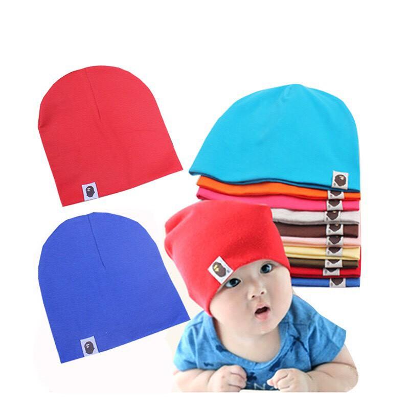 Mũ vải cotton thun trơn cho bé từ 0-2.5 tuổi