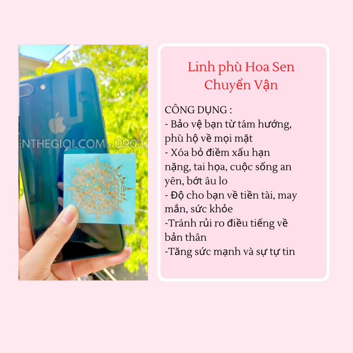 Miếng dán Thái Lan Hoa Sen Chuyển Vận để dán điện thoại hoặc mang bên người cầu may mắn -SP005572