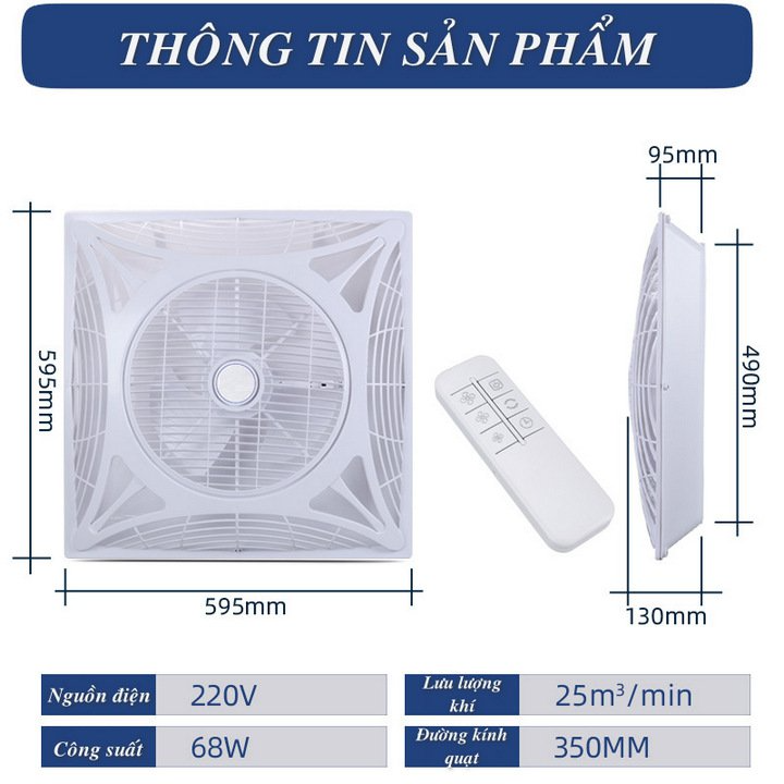 Quạt Ốp Trần Thạch Cao BPT-60-A Tích Hợp Remote Điều Khiển Từ Xa