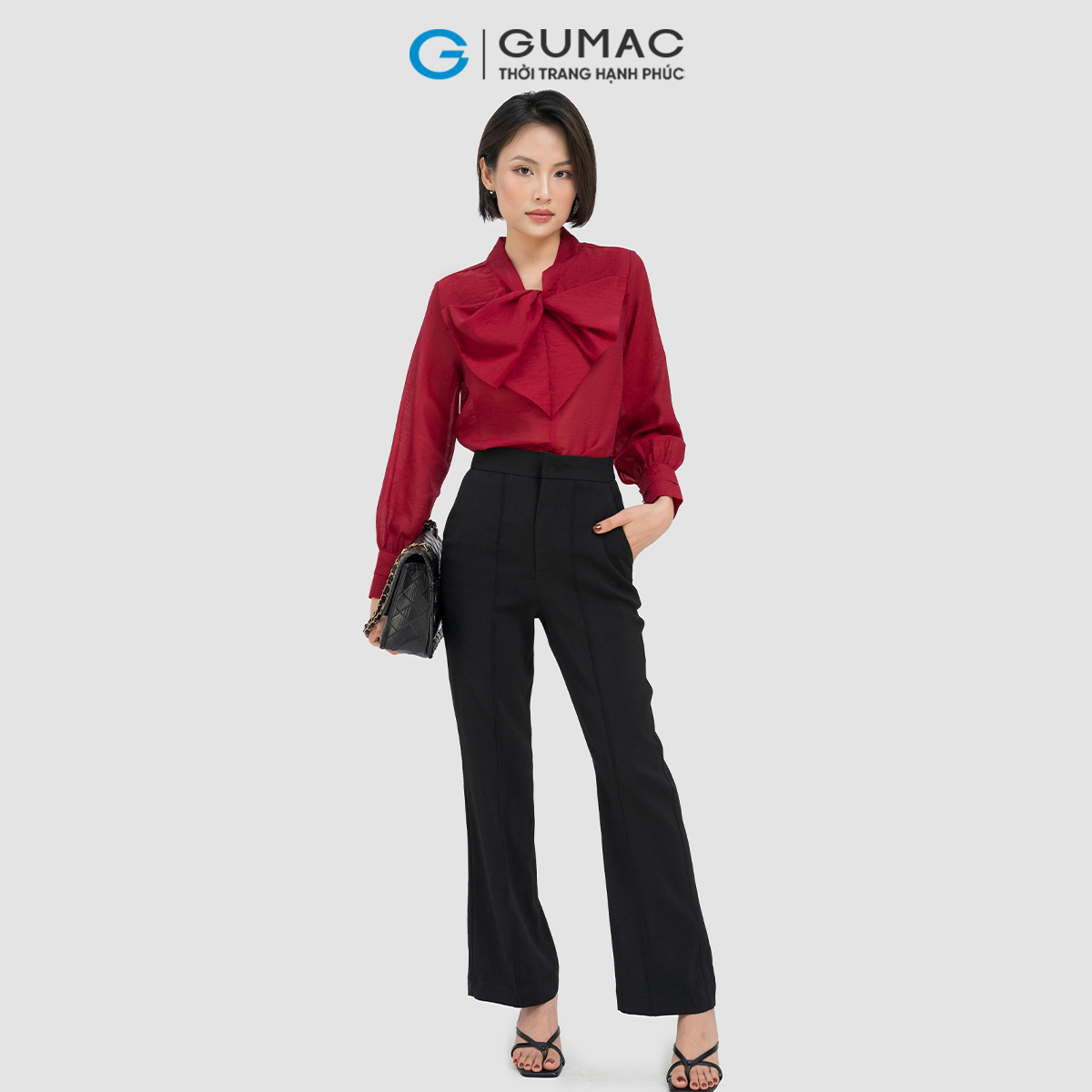 Quần tây nữ ống loe chiết ly tôn dáng thanh lịch GUMAC QD04030