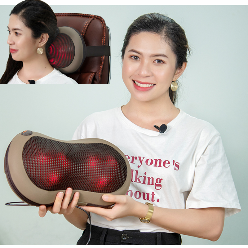 Gối massage hồng ngoại 6 bi Puli PL-819C