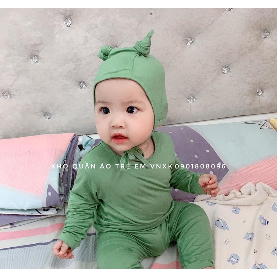 Bộ dài tay kèm nón tai thỏ cho bé Minky Mom đồ bộ thu đồng mũ tai thỏ cho bé minky xìn xò giá gốc tân xưởng