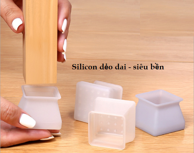 [Chọn màu] Bộ 20 Vỏ bọc chân bàn ghế silicon dày hình vuông, miếng silicon dày bọc chân bàn ghế chống trượt (tặng móc dán tường)