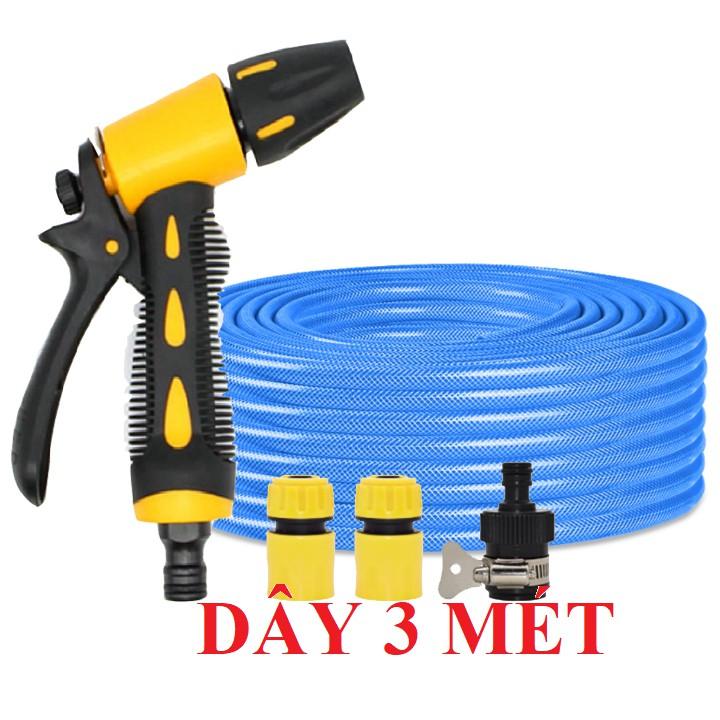 Bộ dây vòi xịt nước rửa xe,tưới cây . tăng áp 3 lần,loại 3m,5m 206319 cút sập,cút nối nhựa đen+ tặng móc khoá