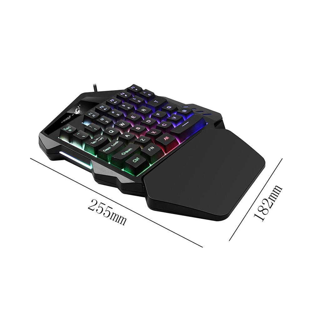 USB Wired Single Hand Gaming Keyboard Mix-color Backlit 35 Keys Keypad -dc3442