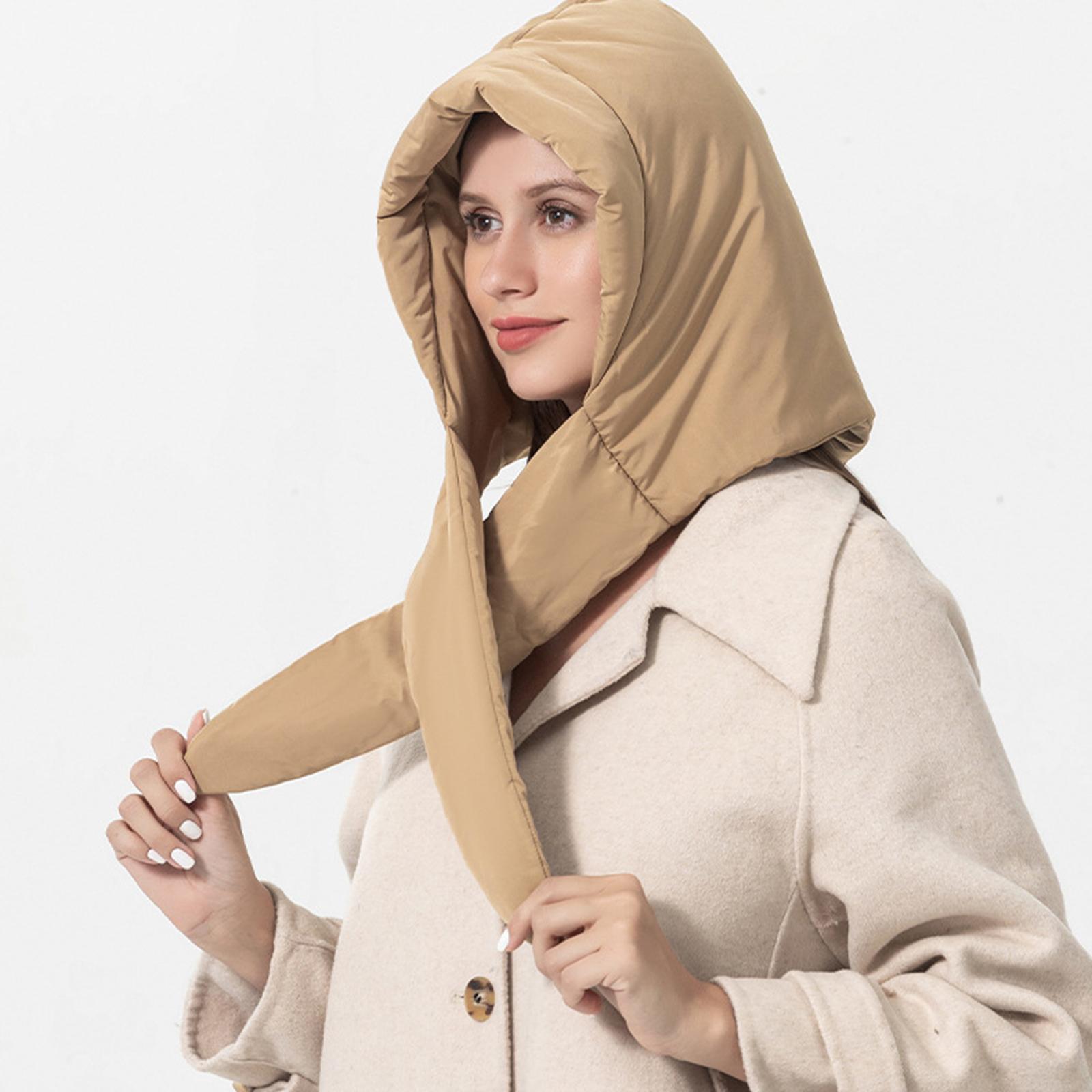 Women Quilted Headscarf Down Hat Windproof Neck Scarf Light and Warm Scarf