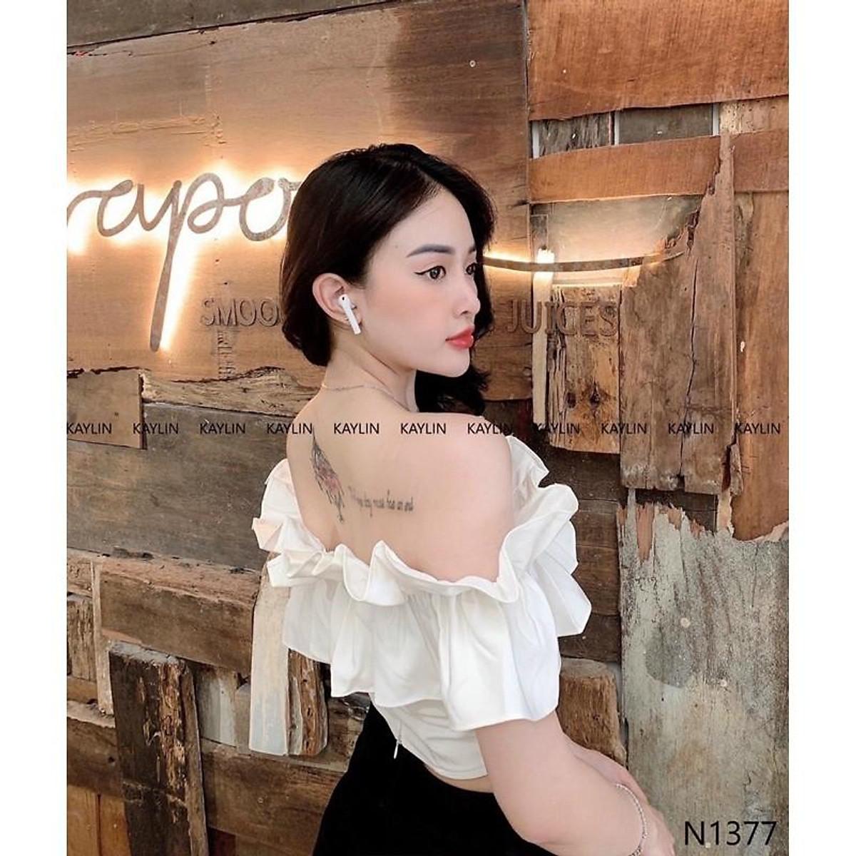 Áo kiểu nữ trễ vai phối bèo quyến rũ siêu đẹp