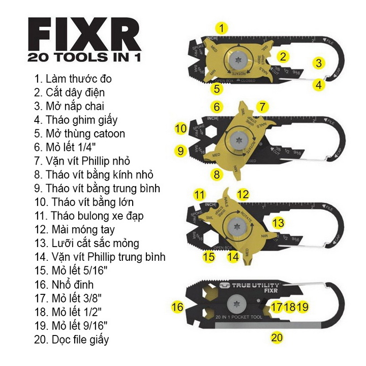 Móc khóa đa năng FIXR 20 in 1