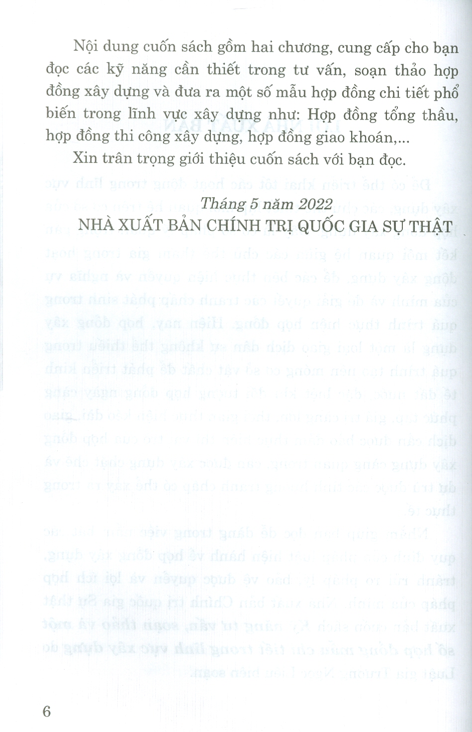 Kỹ Năng Tư Vấn, Soạn Thảo Và Một Số Hợp Đồng Mẫu Chi Tiết Trong Lĩnh Vực Xây Dựng (Luật gia Trương Ngọc Liêu)