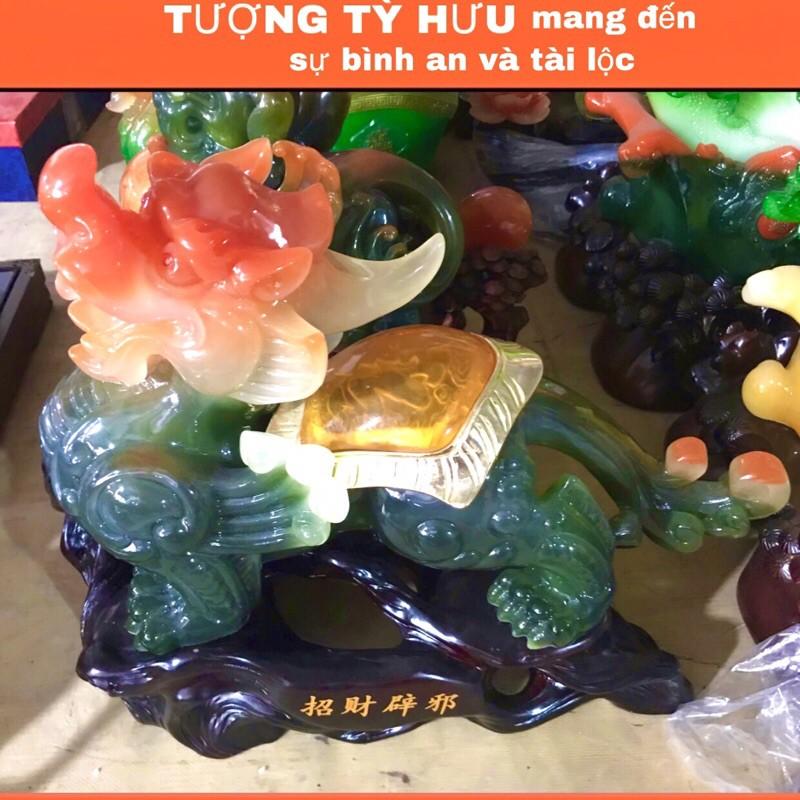 Tượng tỳ hưu phong thuỷ trang trí nội thất khai trương chiêu tài , màu vàng,-dài 46 x rộng 23 x cao 36cm