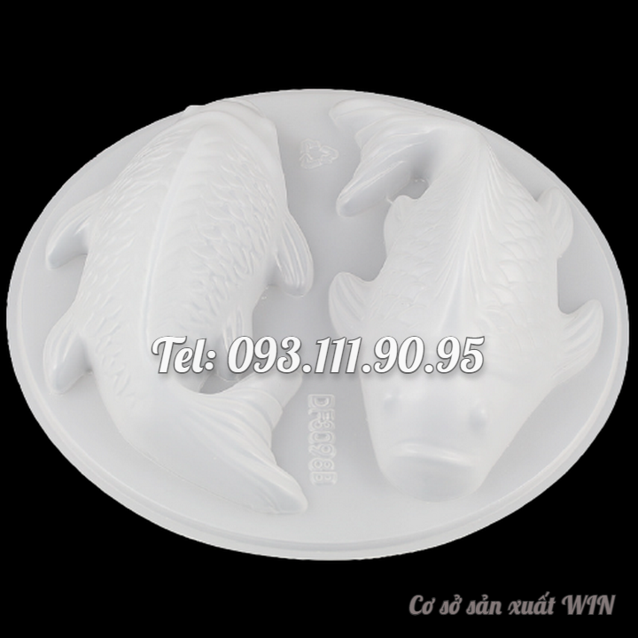 Khuôn 2 con cá chép Koi Nhật Bản làm bánh, rau câu, bánh tổ, khuôn ép xôi, giò chả loại 21 cm - Mã số 1737