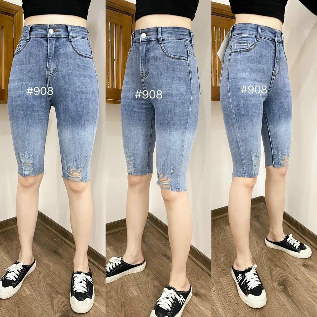 Quần ngố nữ lửng rách gối cao cấp-chất denim co dãn tốt (hình thật) chuẫn shop BEN shop0807 HNn3