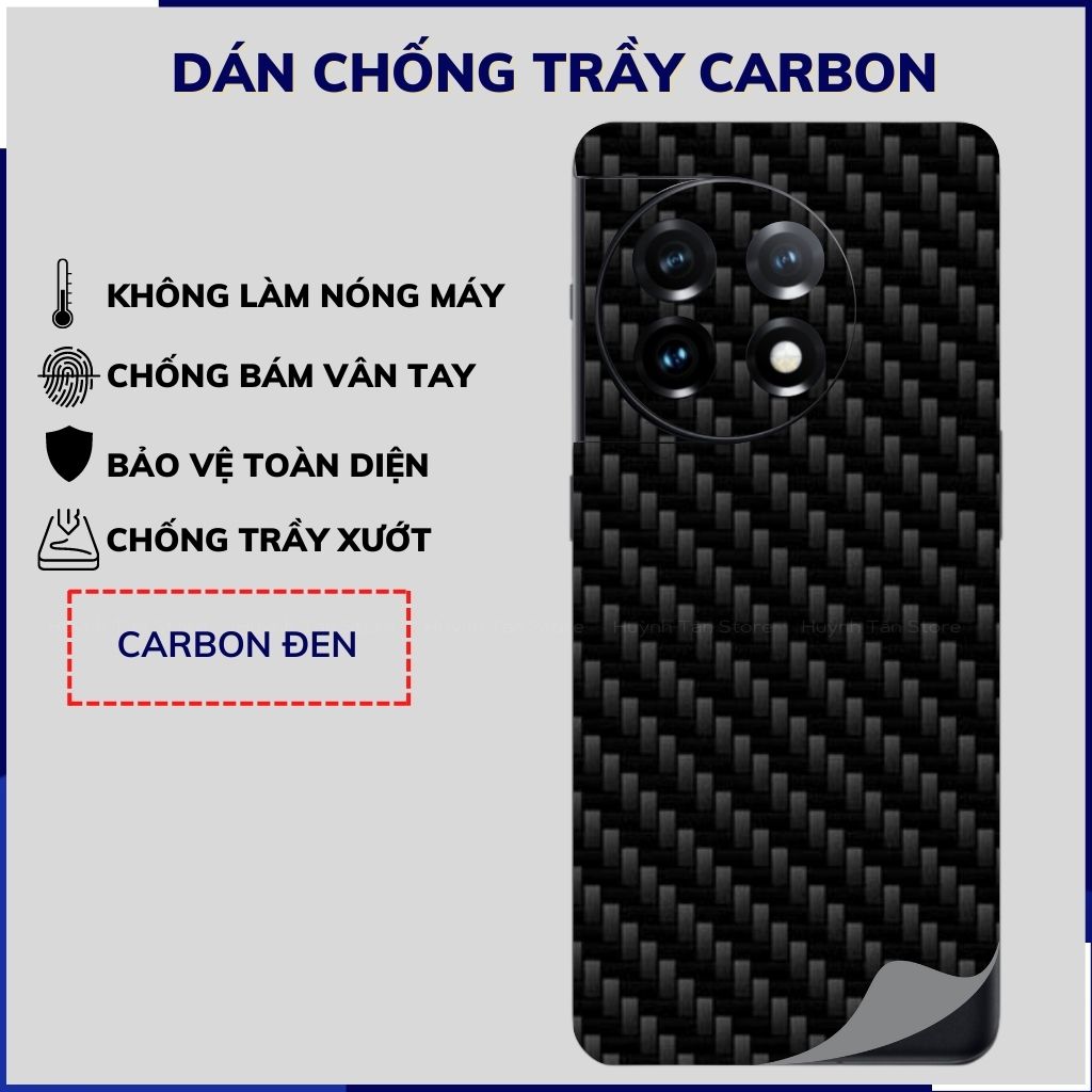 Miếng dán oneplus 11 carbon trong và đen chống trầy xướt chống bám vân tay phụ kiện điện thoại huỳnh tân store