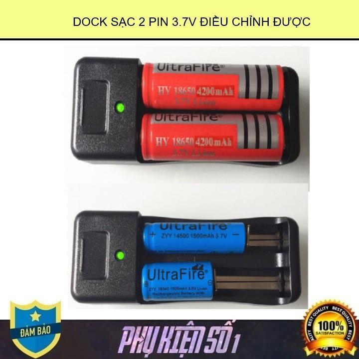 Đế Sạc Đôi Dùng Cho Pin Sạc Ultra Fire 3.7v 4.2v - Sạc Pin Các Loại Đèn Pin, Đèn Quạt Cầm Tay